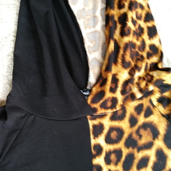 NWOT Arabella Color Block Leopard Print Hooded Dress XL Black Brown - Picture 8 of 16